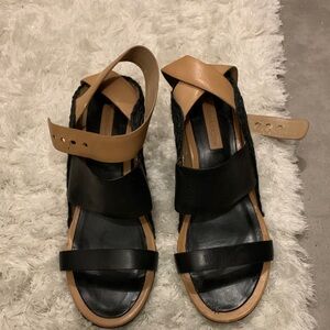 BCBGMaxAzria Black and Tan Sandals